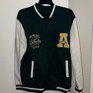 SHEIN Dark Green and White Varsity Jacket